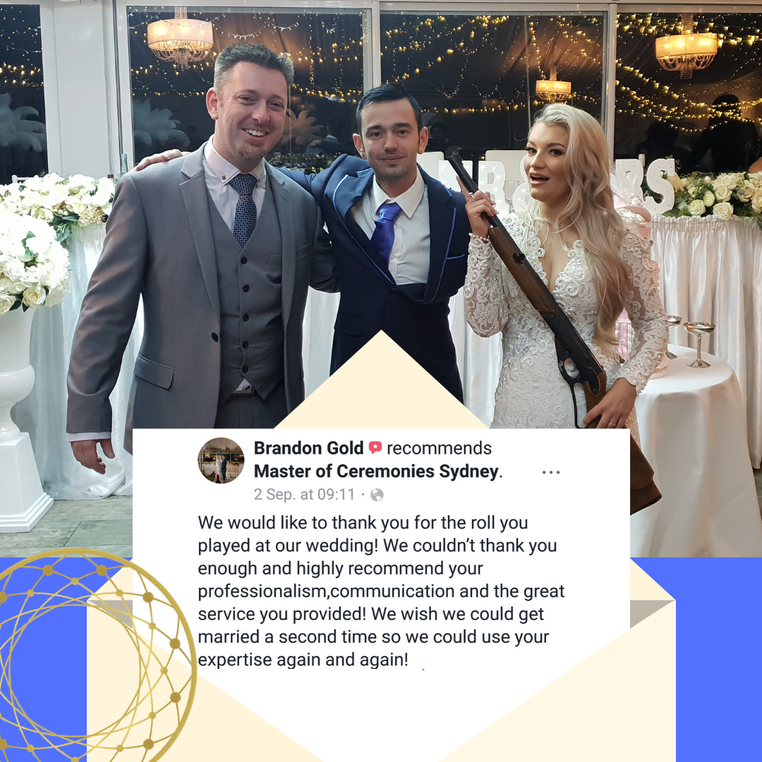 Brenna and Brandon Wedding Celebrant Panorama House, bride with a gun, wedding review, male celebrant, wedding MC, wedding ceremony