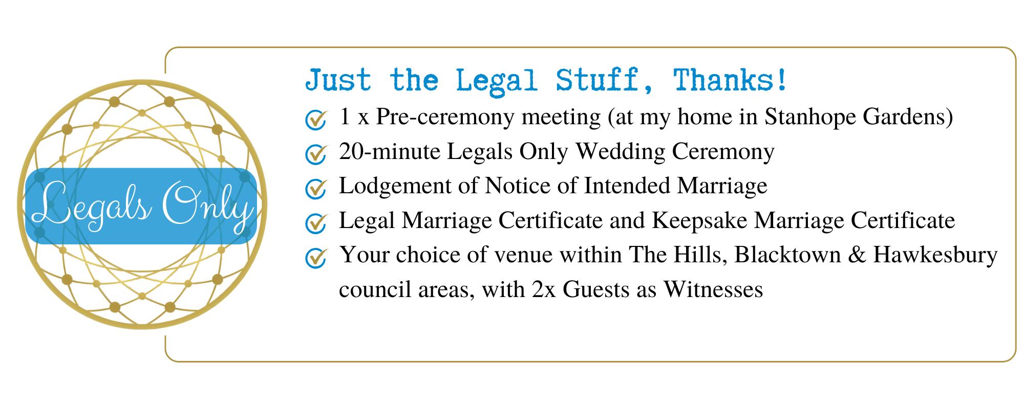 Legals Only Ceremony Pricing