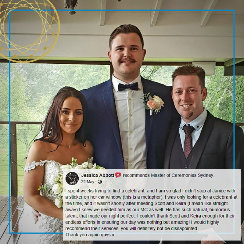 Review, testimonial, MC, Sydney Celebrant, Male Celebrant, Fun Celebrant, Chapel Hill Resort, Master of Ceremonies Sydney, Fun Ceremony, Wedding Ceremony