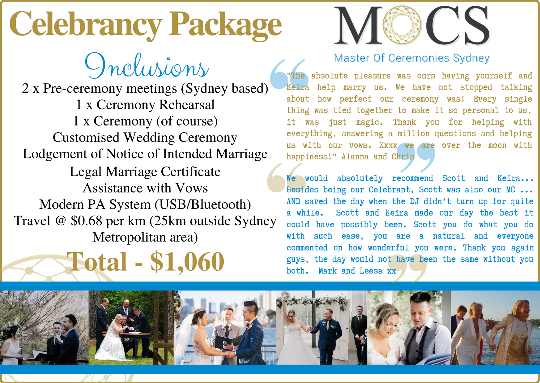 Male Celebrant Sydney Pricing